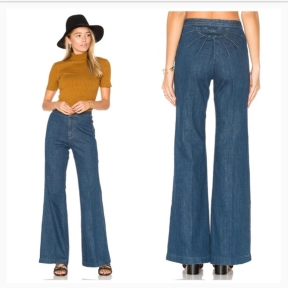 NEW FREE PEOPLE Sz 31 FLARE LEG WIDE 